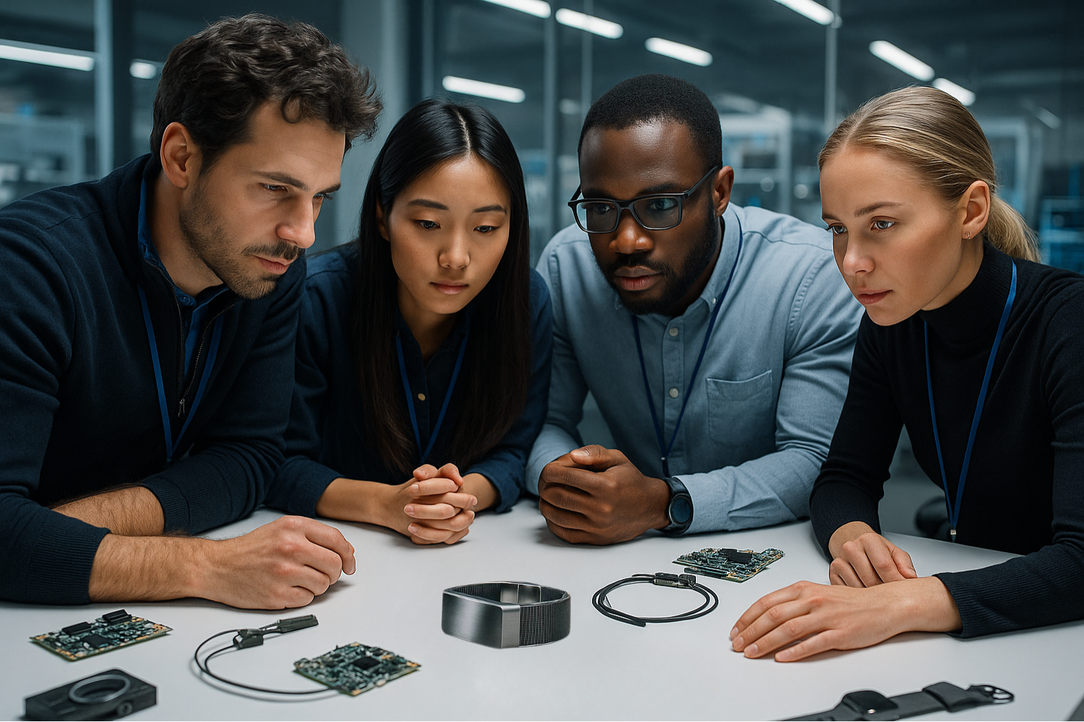 A group of professionals collaborating around a table.